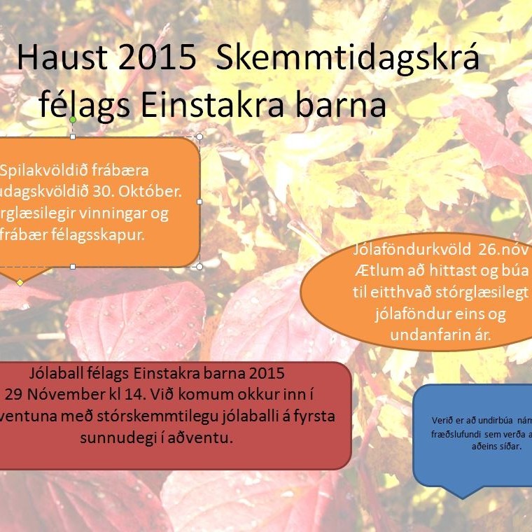 Skemmtidagskrá  haust 2015