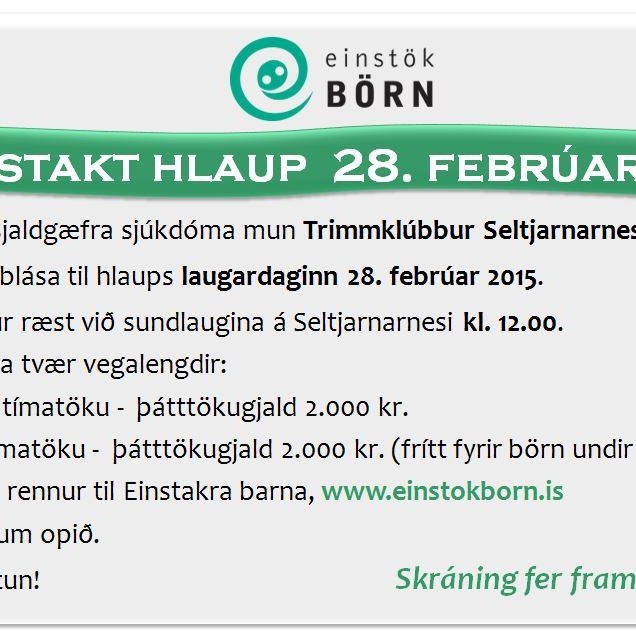 Einstakt hlaup fer fram þann 28.febrúar kl 12:00