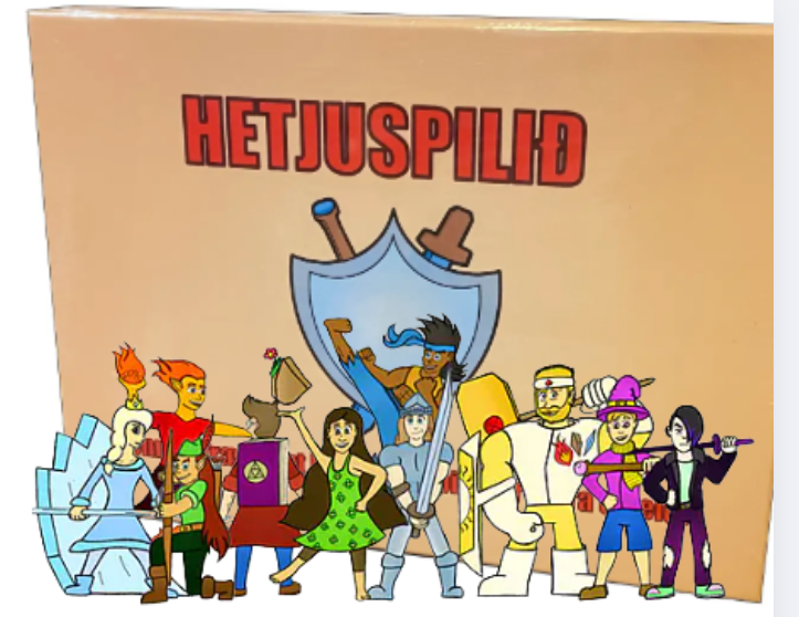 Mynd af spilinu og hetjunum.