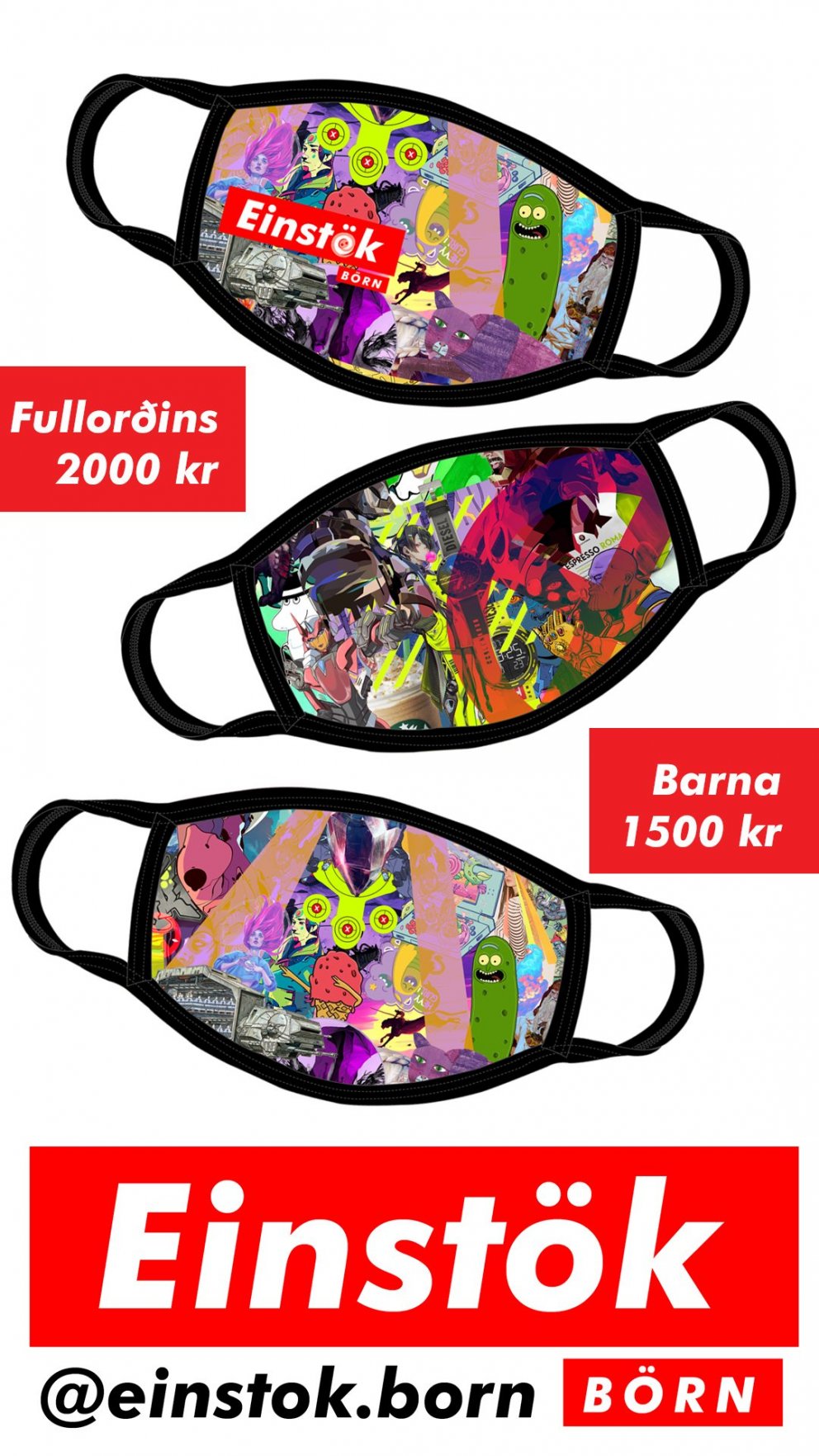 Andlitsgrímur félagsins eru uppseldar  - koma eftir  7 -10 daga næsta sending -